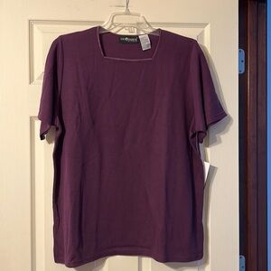 NWT Vintage Sag Harbor Square Neck Dark Purple Blouse 1X